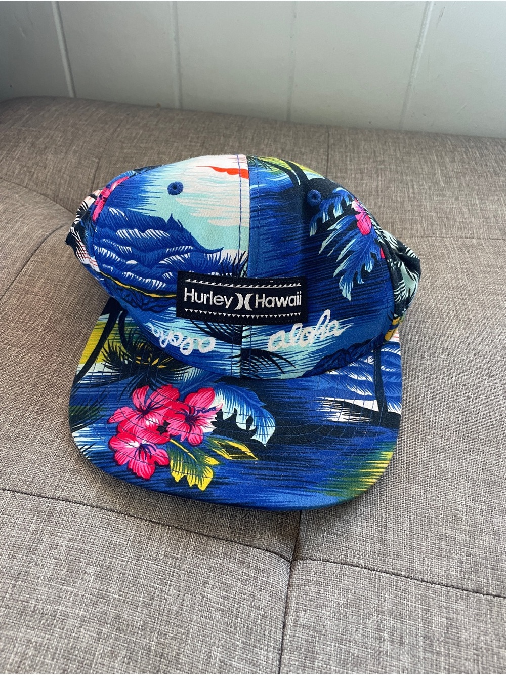 Hurley Hawaii Y2K surf Blue Tropical Floral Aloha Snapback Cap hat